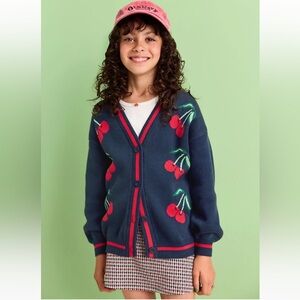 Old Navy Slouchy Long-Sleeve Cherry Knit Cardigan Sweater Girls. Size 8